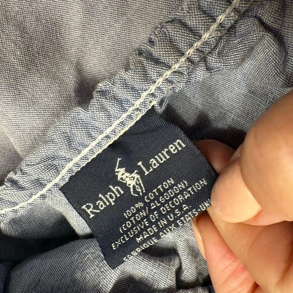 Vintage Denim Cotton light Blue Fitted Twin Sheet - Picture 3 of 5